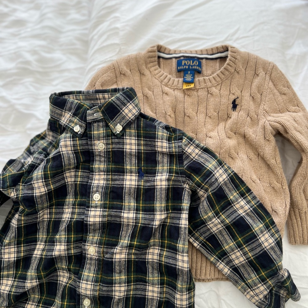 Polo Ralph Lauren Sweater and Plaid Shirt Set